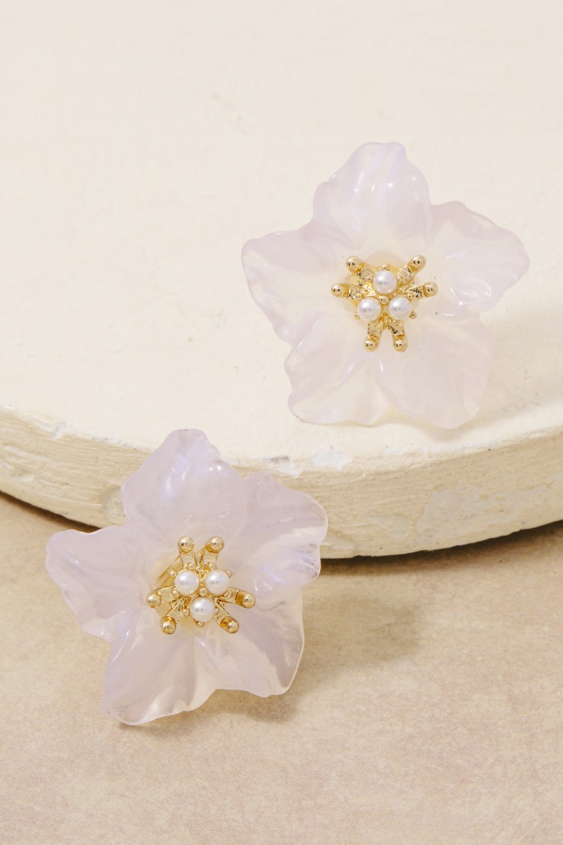 Resin Flower Stud Earrings