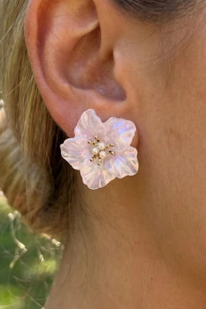 Resin Flower Stud Earrings