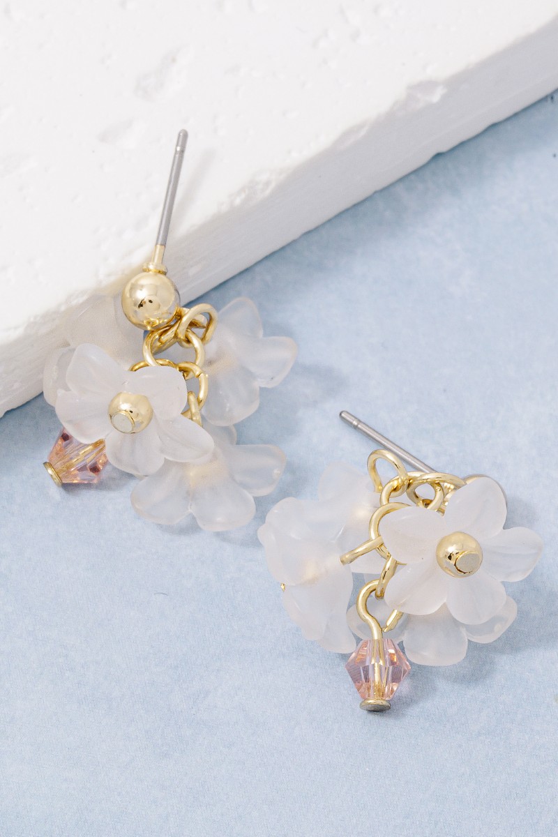Clear Resin Flower Stud Earrings