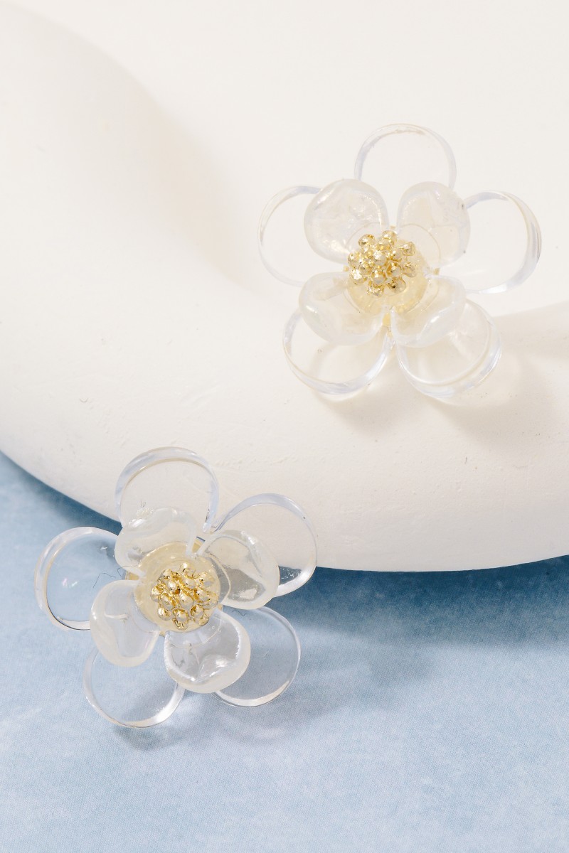 Multi Resin Flower Clutter Drop Earrings