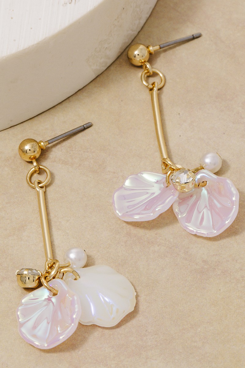 Floral Petal Leaf Dangle Earrings