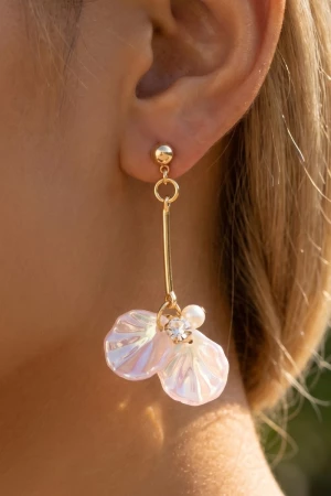 Floral Petal Leaf Dangle Earrings