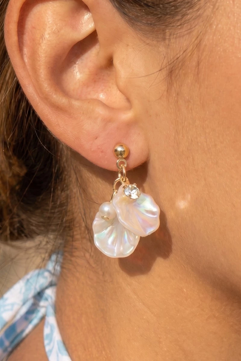 Iridescent Resin Leaf Drop Earrings