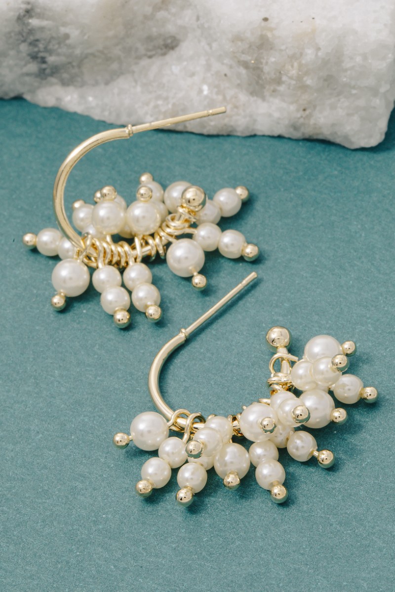 Pearl Beaded Fringe Drop Earrings
