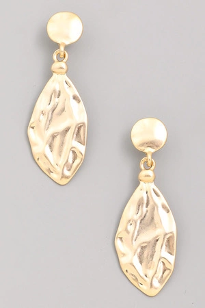 Warped Metallic Oval Drop Earrings