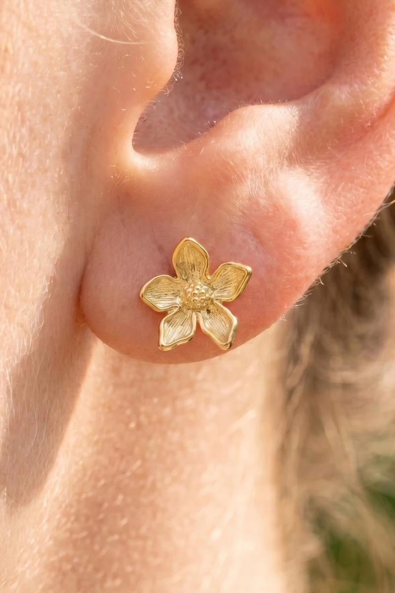 Metallic Flower Stud Earrings