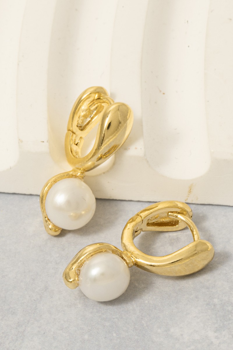 Mini Pearl Drop Huggie Earrings