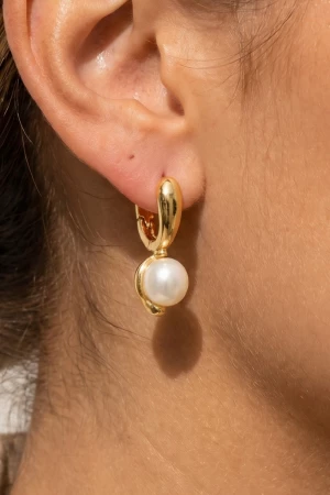 Mini Pearl Drop Huggie Earrings