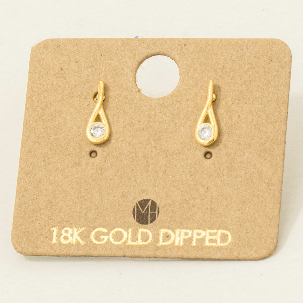 Gold Dipped Cz Teardrop Earrings