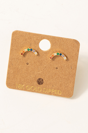 Mini Pave Rainbow Stud Earrings