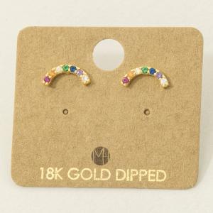 Mini Pave Rainbow Stud Earrings