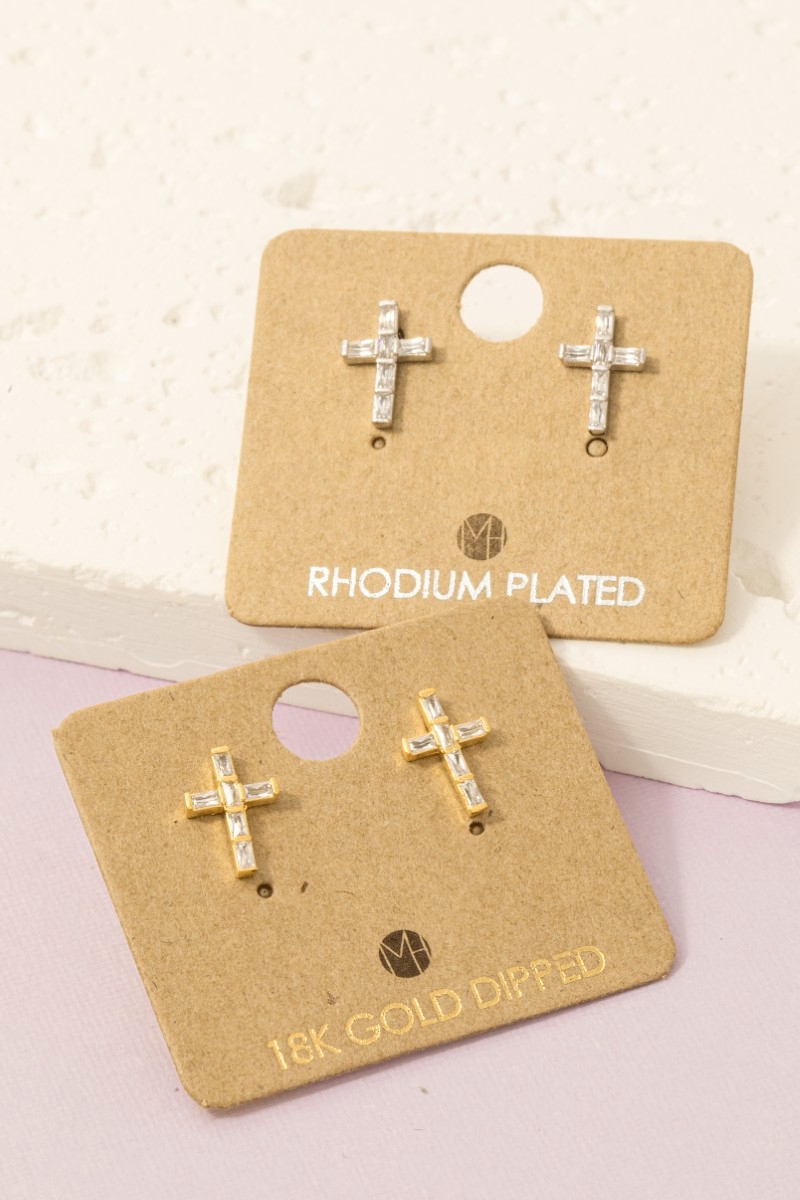 Gold Dipped Mini Cross Stud Earrings