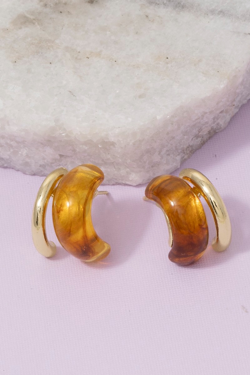 Amber Resin Double Hoop Earrings
