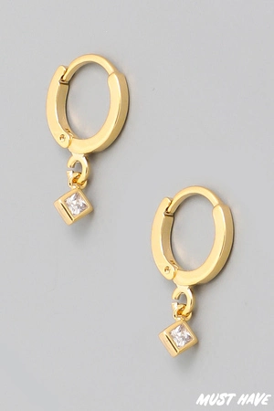 Mini Hoop Crystal Drop Earrings