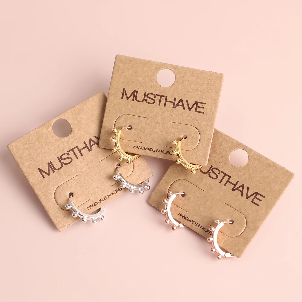 Beaded Edge Huggie Hoop Earrings