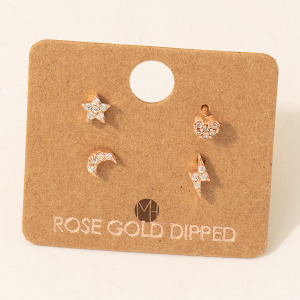 Mini Star Lightning Heart Moon Stud Earrings Set