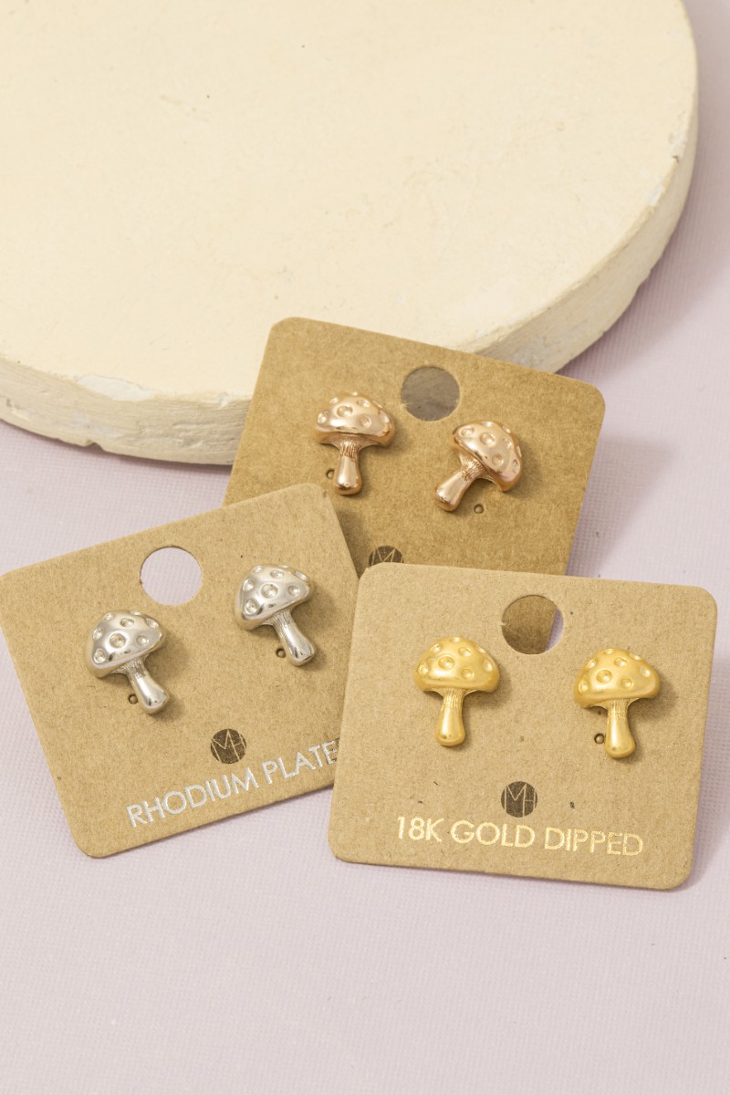 Mini Mushroom Stud Earrings