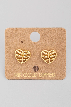 Mini Heart Leaf Stud Earrings