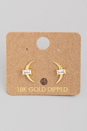 Crescent Moon Stud Earrings