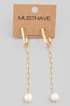 Mini Chain Pearl Dangle Earrings