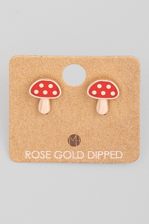 Mini Red Mushroom Stud Earrings