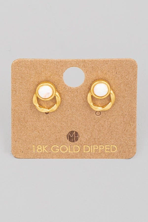 Mini Circle Opal Stud Post Earrings