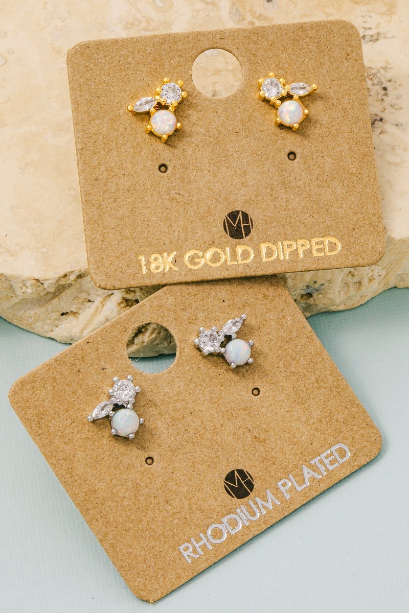 Mini Triple Rhinestone Stud Earring