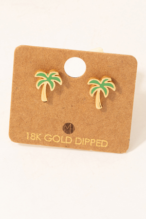 Mini Palm Tree Stud Post Earrings