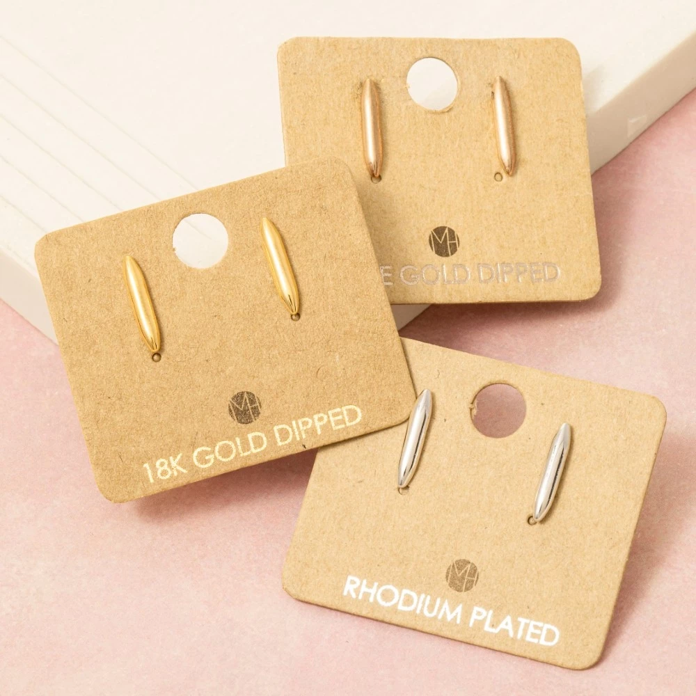 Gold Dipped Mini Bar Drop Stud Earrings