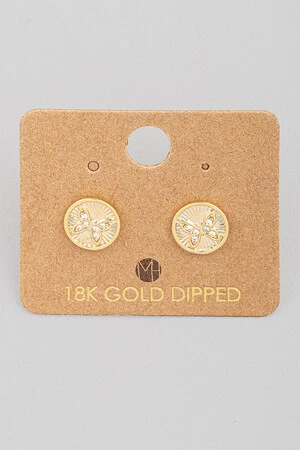 Mini Butterfly Coin Stud Earrings