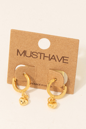 Mini Heart Huggie Drop Earrings