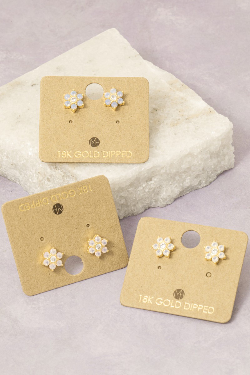 Gold Dipped Dainty Flower Stud Earrings
