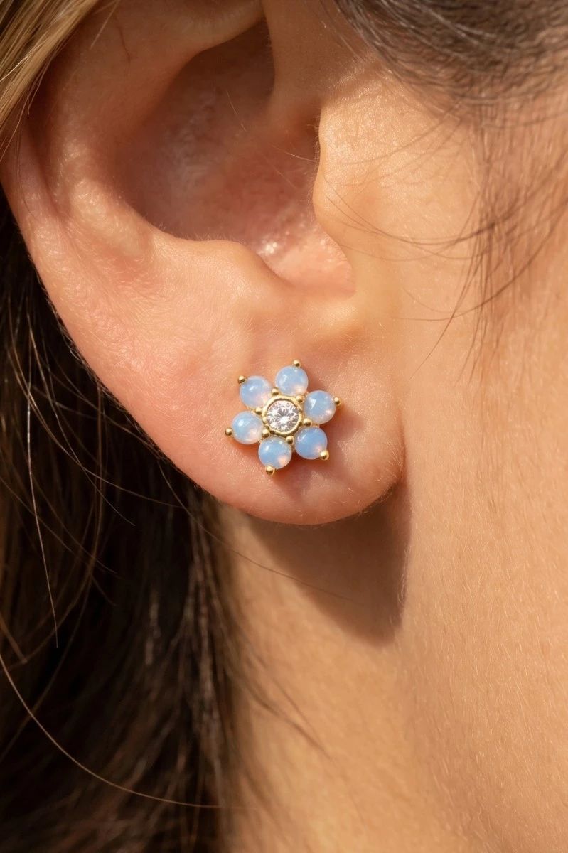 Gold Dipped Dainty Flower Stud Earrings