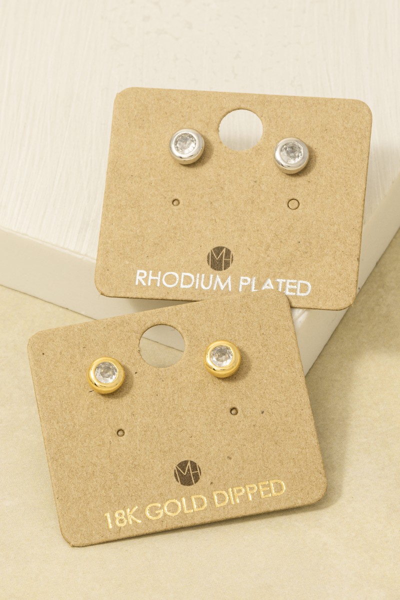 Gold Dipped Cz Stud Earrings