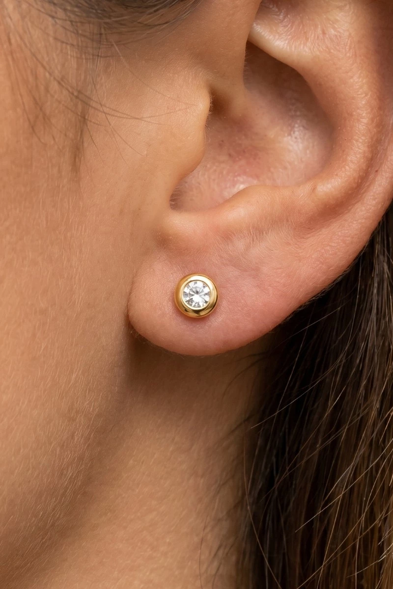 Gold Dipped Cz Stud Earrings