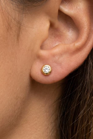 Gold Dipped Cz Stud Earrings
