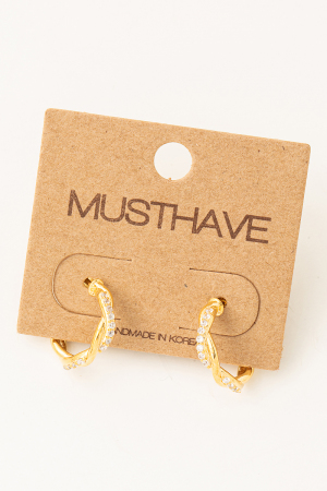 Mini Pave Twist Hoop Earrings