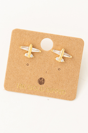 Mini Rhinestone Airplane Stud Earrings