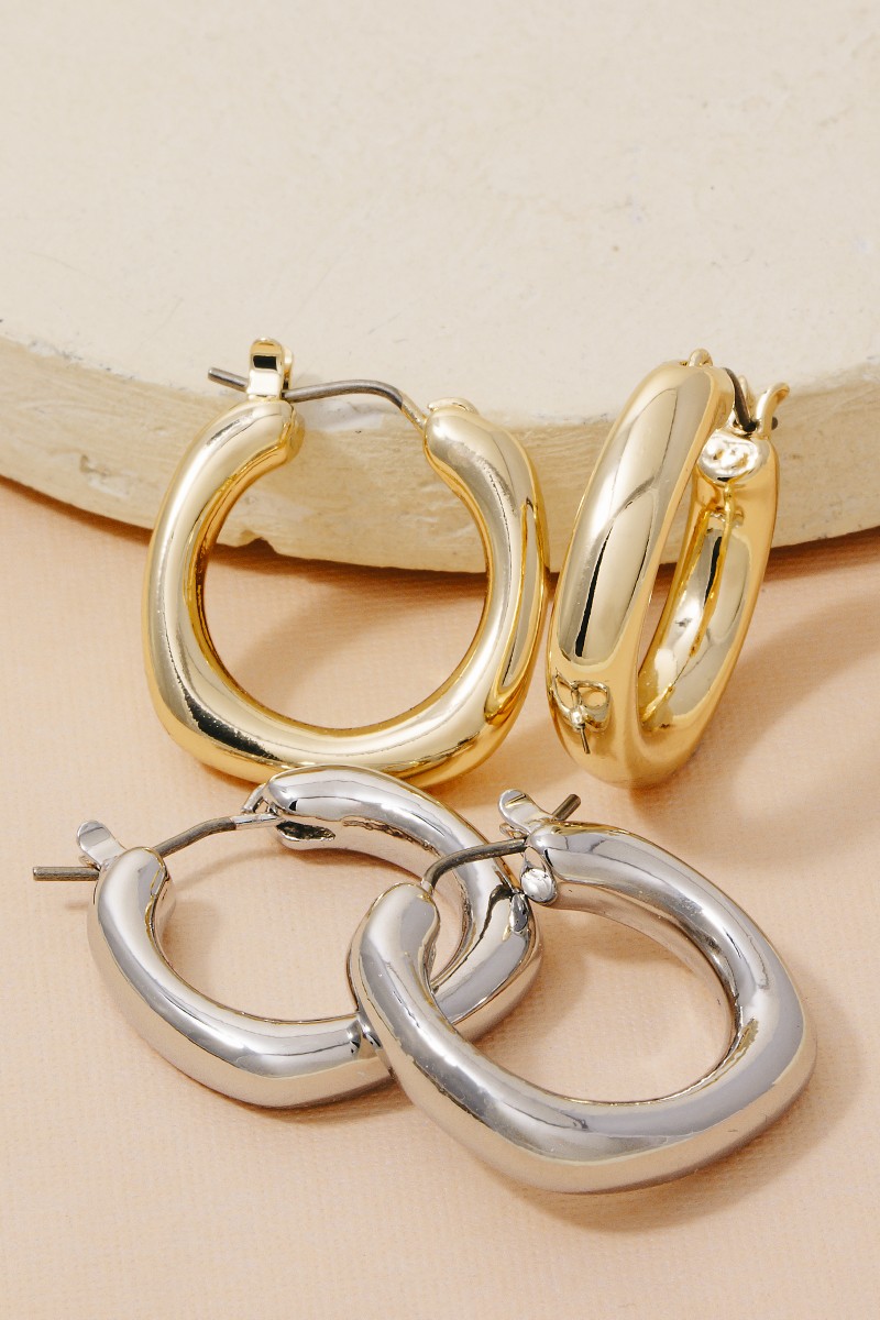 Smooth Edged Huggie Hoop Earrings
