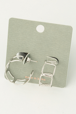 Wire Square Huggie Earrings