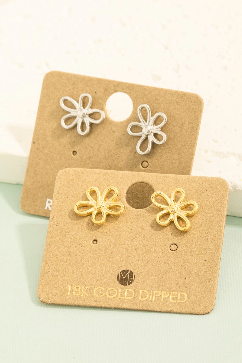 Flower Outline Stud Earrings