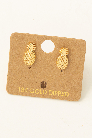 Gold Dipped Pineapple Stud Earrings