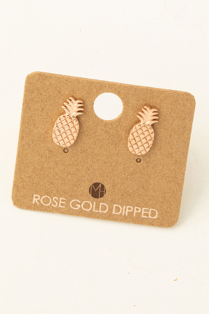 Gold Dipped Pineapple Stud Earrings
