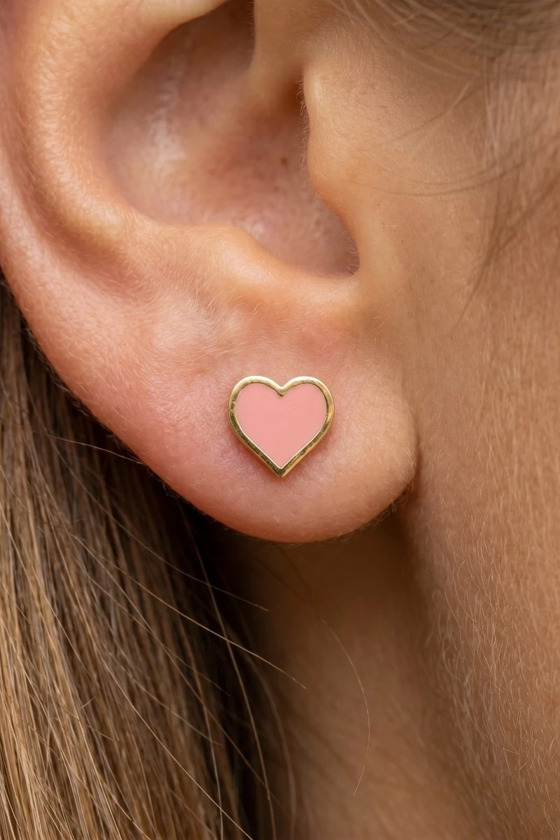 Enamel Mini Heart Stud Earrings
