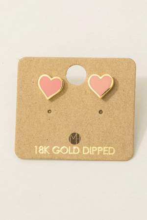 Enamel Mini Heart Stud Earrings