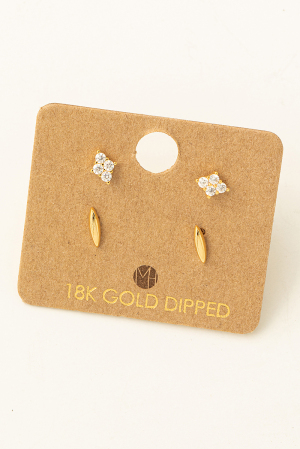 Mini Four Piece Rhinestone Stud Earrings