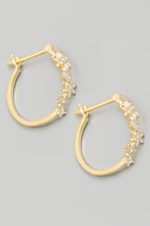 Mini Enamel Flower Latch Hoop Earrings