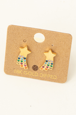 Rainbow Shooting Star Stud Earrings