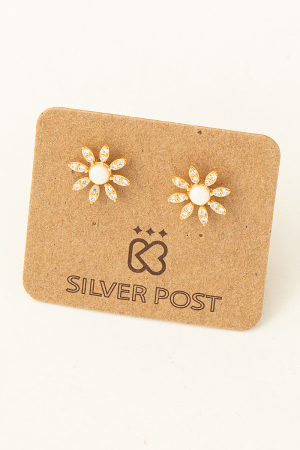 Mini Cz Flower Stud Earrings
