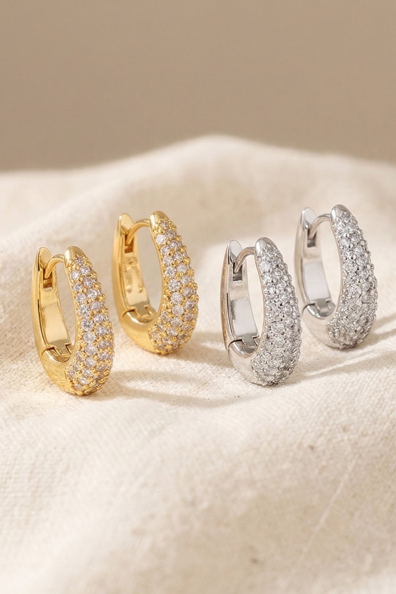 Pave Small Huggies Earrings